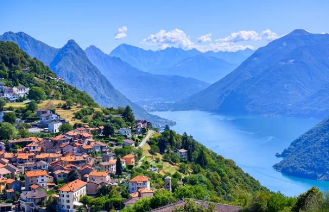 Aerial view of Lugano, Switzerland