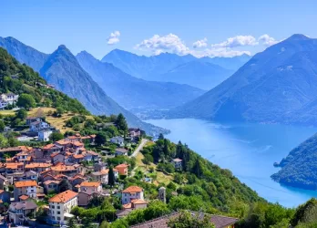 Aerial view of Lugano, Switzerland